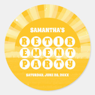 Sticker Rond Sunshine Yellow Retirement Party Favoriser
