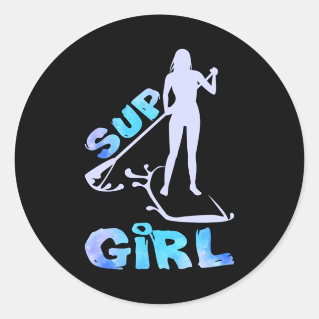 Sticker Rond SUP Girl SUP Paddle Board (Devant)