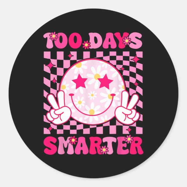 Sticker Rond Super 100 Jours Smarter Rose Smile Face Ados Fille (Devant)