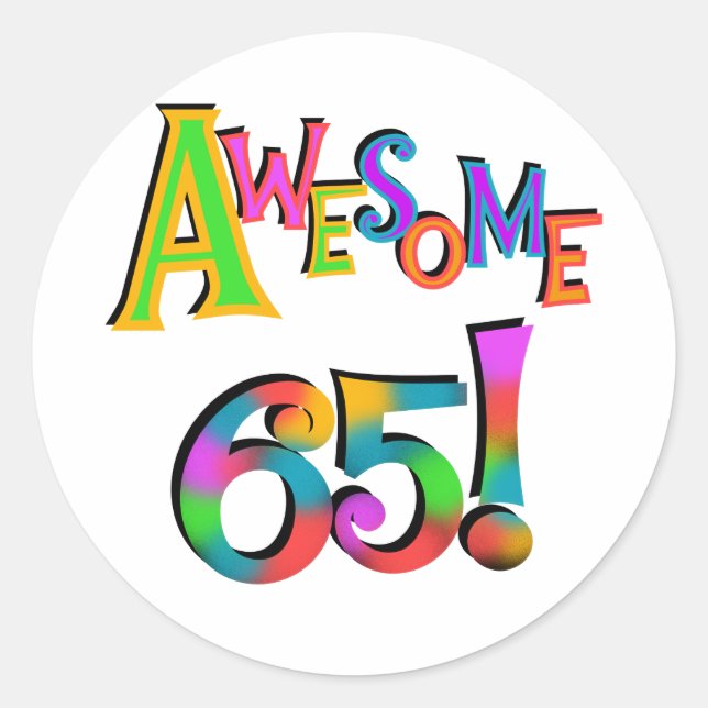 Sticker Rond Super 65 Tshirts et cadeaux d'anniversaire (Devant)