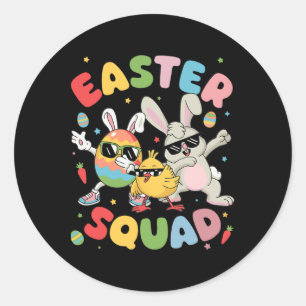 Sticker Rond Super Amusant lapin oeuf poussin de Pâques Jour Ho