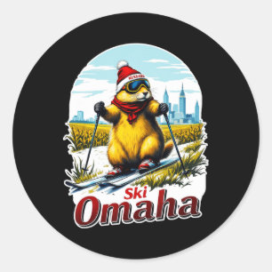Sticker Rond Super Aventure Ski En Omaha Groundhog Prairie Chie