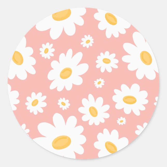 Sticker Rond Super Blush Boho Daisy Floral Garden Motif (Devant)
