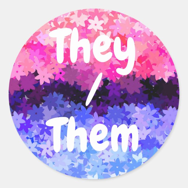 Sticker Rond Super Boho Quirky Retro Floral Omnisexual Pride (Devant)