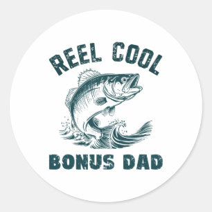 Sticker Rond Super Bonus Papa de Pêche Style Vintage Beau-Père