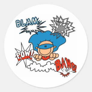 Sticker Rond Super Boy Blam Bang Pow