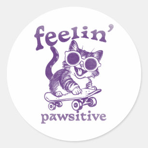 Sticker Rond Super Chat Drôle Skin Cat City Ride
