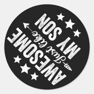 Sticker Rond Super Comme Mon Fils Drôle Fête des pères Papa Mam