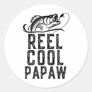 Sticker Rond Super cool Papaw pêche pêcheur drôle rétro