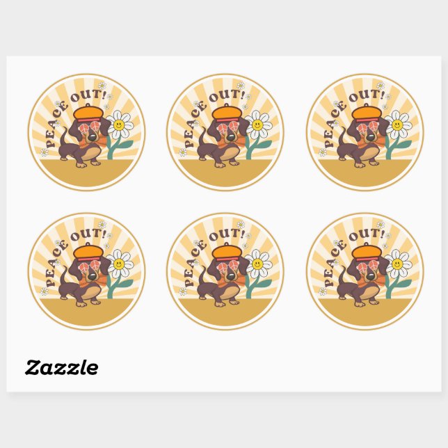Sticker Rond Super Dachshund | Paix (Feuille)