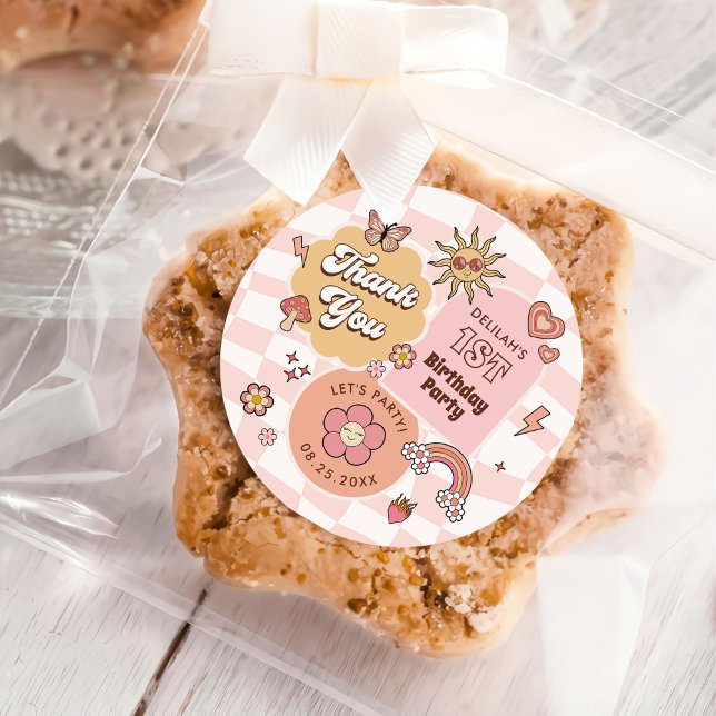 Sticker Rond Super Daisy Retro 1er anniversaire (Créateur téléchargé)