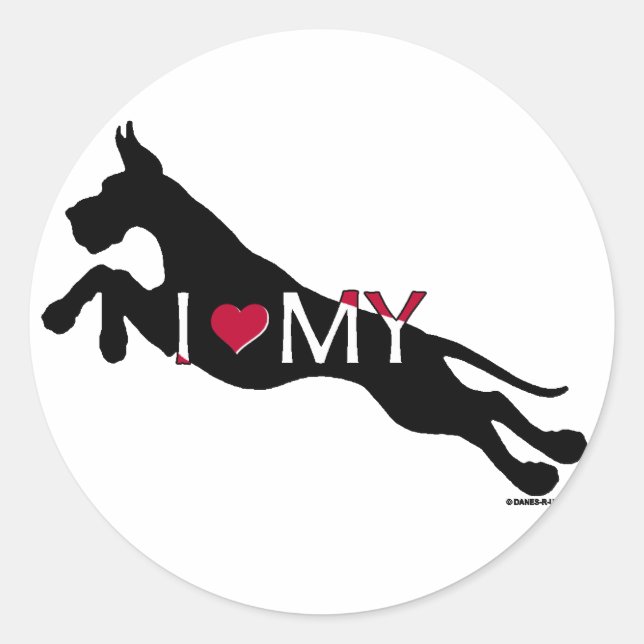 Sticker Rond Super Dane Jumper J'Aime Mon (Devant)