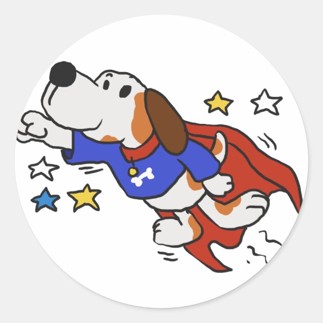 Sticker Rond Super-dog cartoon choose backgror (Devant)