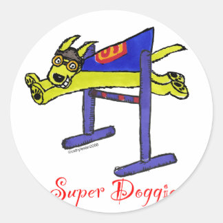 Sticker Rond Super Doggie Jump
