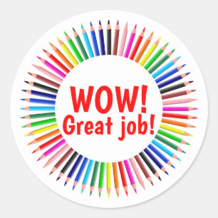 Sticker Rond Super emploi Colorful Enseignant Encouragement