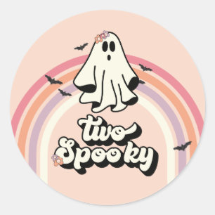 Sticker Rond super fantôme rétro Halloween Deux Anniversaire Su