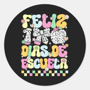 Sticker Rond Super Feliz 100 Dias De Escuela 100 Jours D'École