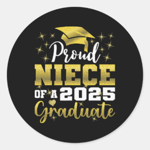Sticker Rond Super Fière Nièce De 2025 Diplômée Senior Graduati