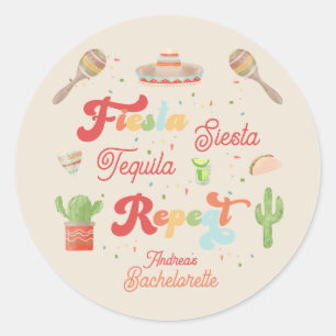 Sticker Rond Super Fiesta Siesta Tequila Répète Bachelorette