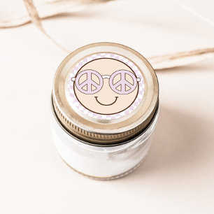 Sticker Rond Super fille À damiers visage heureux   Anniversair