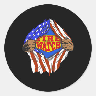 Sticker Rond Super Fire Watch Hero Job
