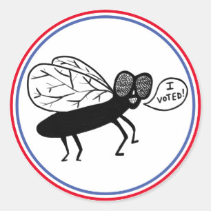 Sticker Rond Super Fly dit que j'ai VOTÉ ! Bleu blanc