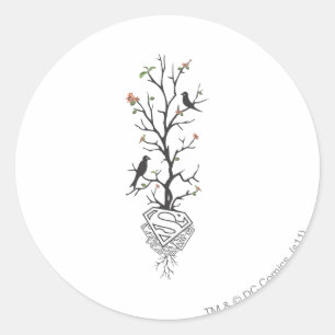 Sticker Rond Super girl Birds in the Tree