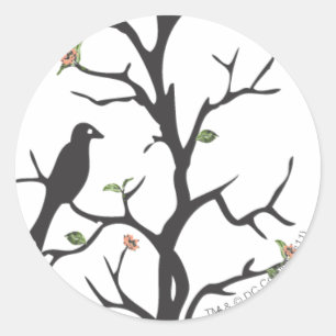 Sticker Rond Super girl Birds in the Tree