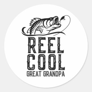 Sticker Rond Super Grand-Père de Pêche Drôle de Pêcheur Reel Co
