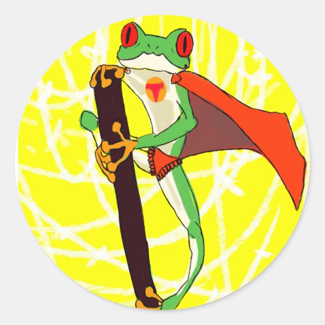 Sticker Rond Super-grenouille (Devant)