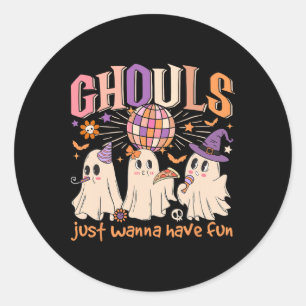 Sticker Rond Super Halloween Ghouls veut juste avoir une danse 
