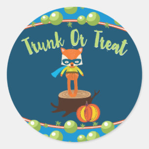 Sticker Rond Super Hero Fox Trunk ou Treat