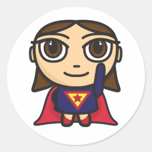 Sticker Rond Super Hero Girl Character