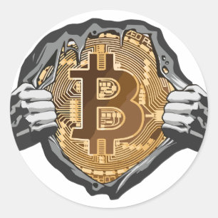 Sticker Rond Super héros Bitcoin