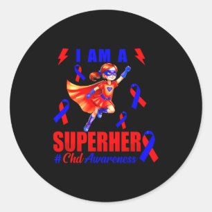 Sticker Rond Super-héros de sensibilisation au cœur Guerrier de
