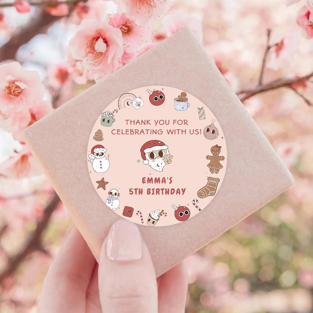 Sticker Rond Super hippie Noël Père Noël fête d'anniversaire (Créateur téléchargé)