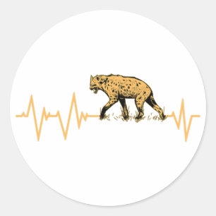 Sticker Rond Super Hyena Heartbeat Design Faune