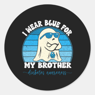 Sticker Rond Super Je Porte Du Bleu Pour Mon Frère Diabète T1D 