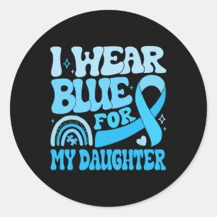 Sticker Rond Super Je Porte Du Bleu Pour Sensibilisation sur l'