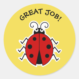 Sticker Rond Super job ladbug enseignants jaune