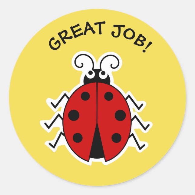 Sticker Rond Super job ladbug enseignants jaune (Devant)