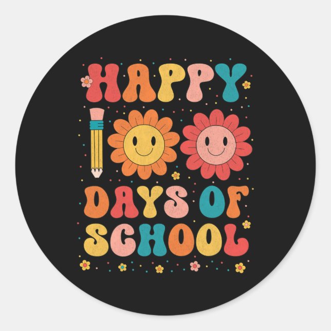 Sticker Rond Super Joyeux 100 Jours De Professeur D'École 100E  (Devant)