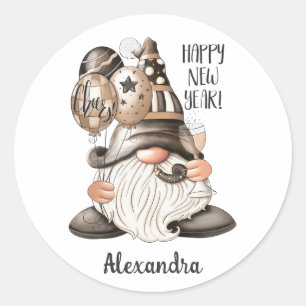 Sticker Rond Super Joyeux Nouvel An Gnome