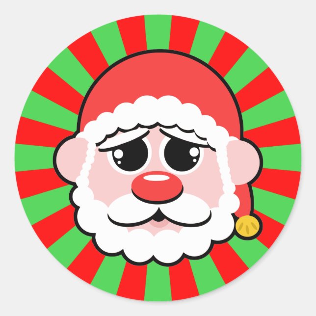 Sticker Rond Super Kawaii Père Noël (Devant)