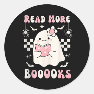 Sticker Rond Super Lire Plus Livres Joli Ghost Boo Funny Hallow