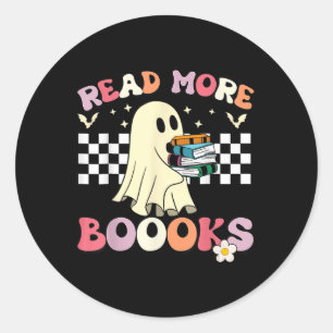 Sticker Rond Super Lire Plus Livres Joli Ghost Boo Funny Kids H