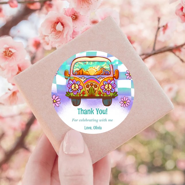 Sticker Rond Super Merci Boho Floral Rainbow (Créateur téléchargé)