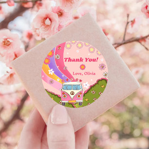 Sticker Rond Super Merci Boho Floral Rainbow
