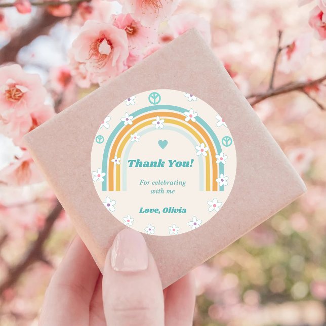 Sticker Rond Super Merci Boho Floral Rainbow (Créateur téléchargé)