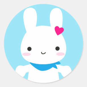 Sticker Rond Super mignonne Kawaii Bunny